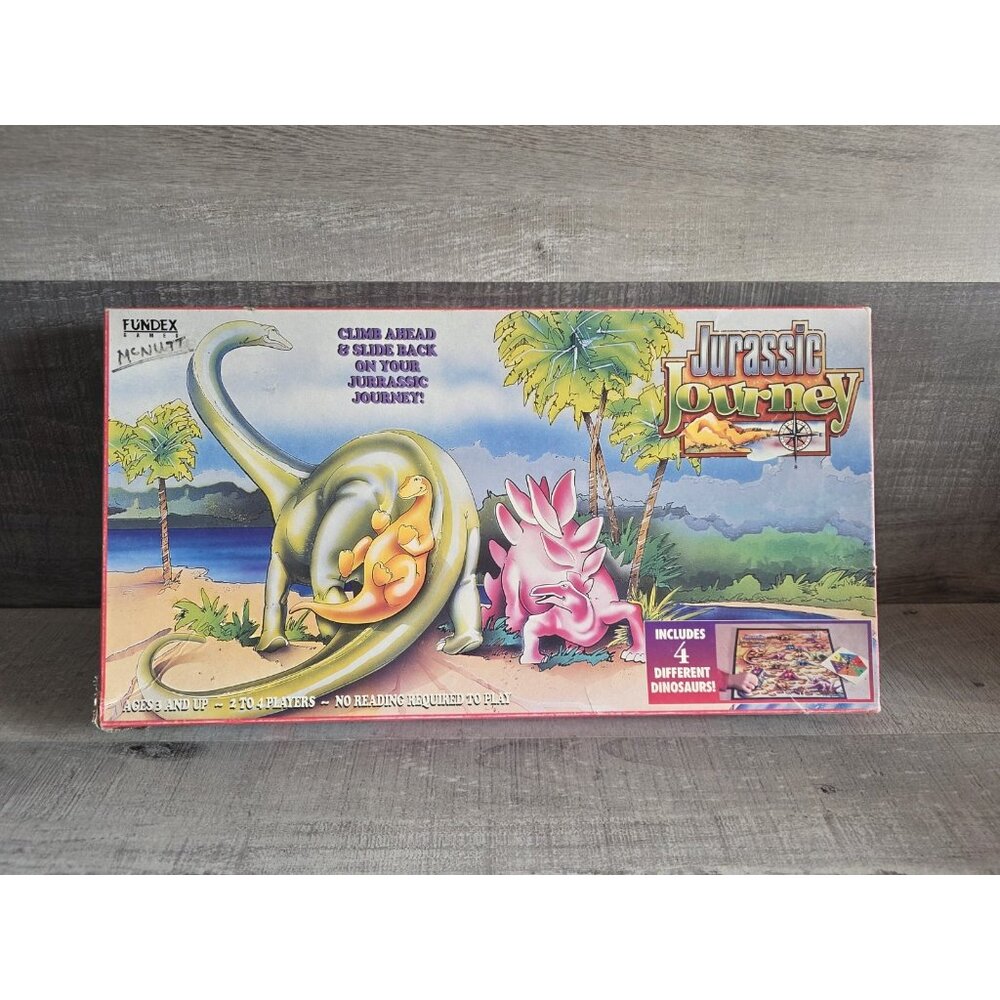 Vtg Fundex 1993 Jurassic Journey Dinosaur Board Game Kids Raptor T-Rex b202